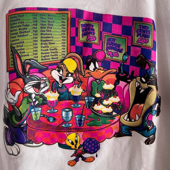 Looney Tunes Vintage Ice Cream Shop Graphic Sweatshirt Girls XL / Women's M - Picture 2 of 6